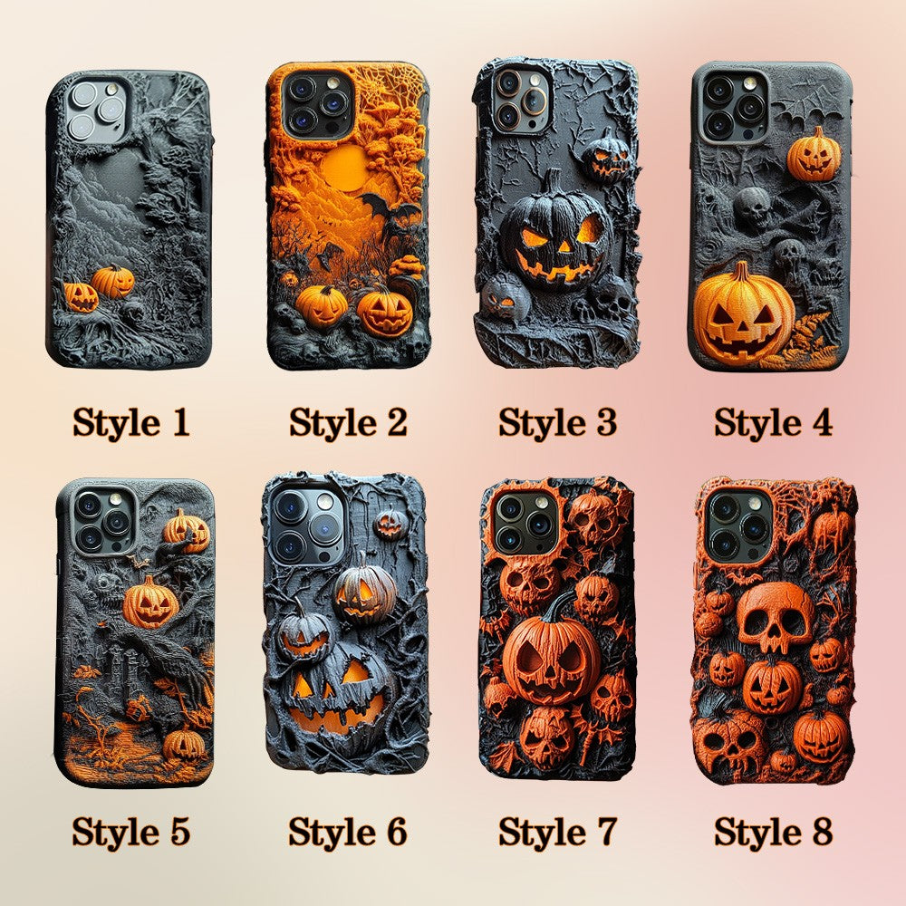 Halloween 3D Pumpkins Phone Case,Multiple Styles Available for iPhone, Samsung Galaxy, Google Pixel