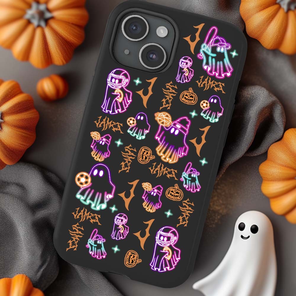 Spooky szn/Spooky Season Halloween Ghost Neon Phone Case,Premium Protective Cover for iPhone, Samsung Galaxy, Google Pixel