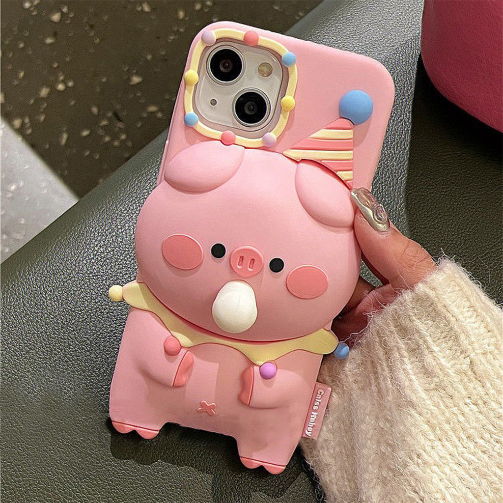 Bubble Pig Creative Stress Relief Soft Silicone Cover Phone Case for iPhone