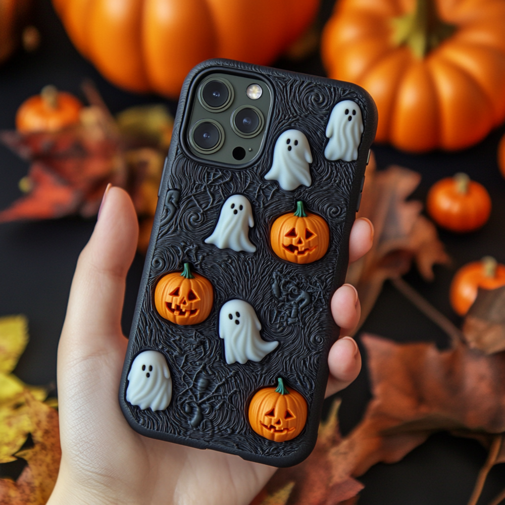 Halloween Pumpkin and Ghost 3D Phone Case,Multiple Styles Spooky Season Cover for iPhone, Samsung Galaxy