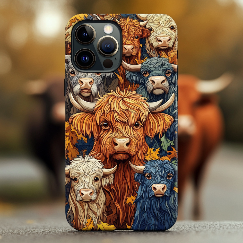 Highland Cow Phone Case,Cute Farm Animal Design, Multiple Styles Available for iPhone, Samsung Galaxy, Google Pixel, Xiaomi