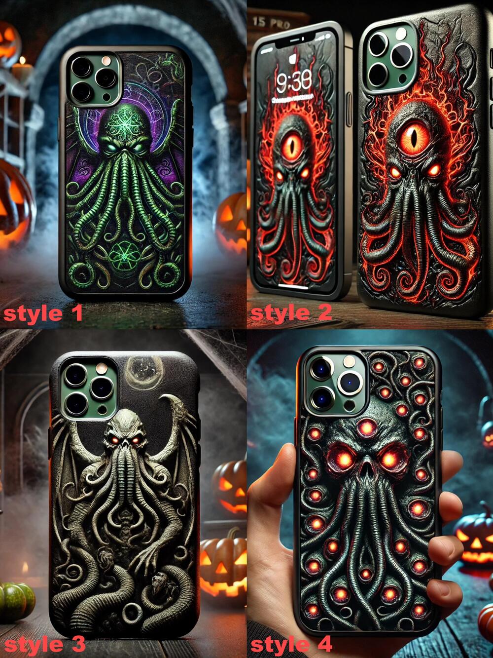 Cthulhu Eye 3D Relief Phone Case, Multiple Designs Available, Horror Tentacle and Evil Eye Patterns for iPhone, Samsung Galaxy