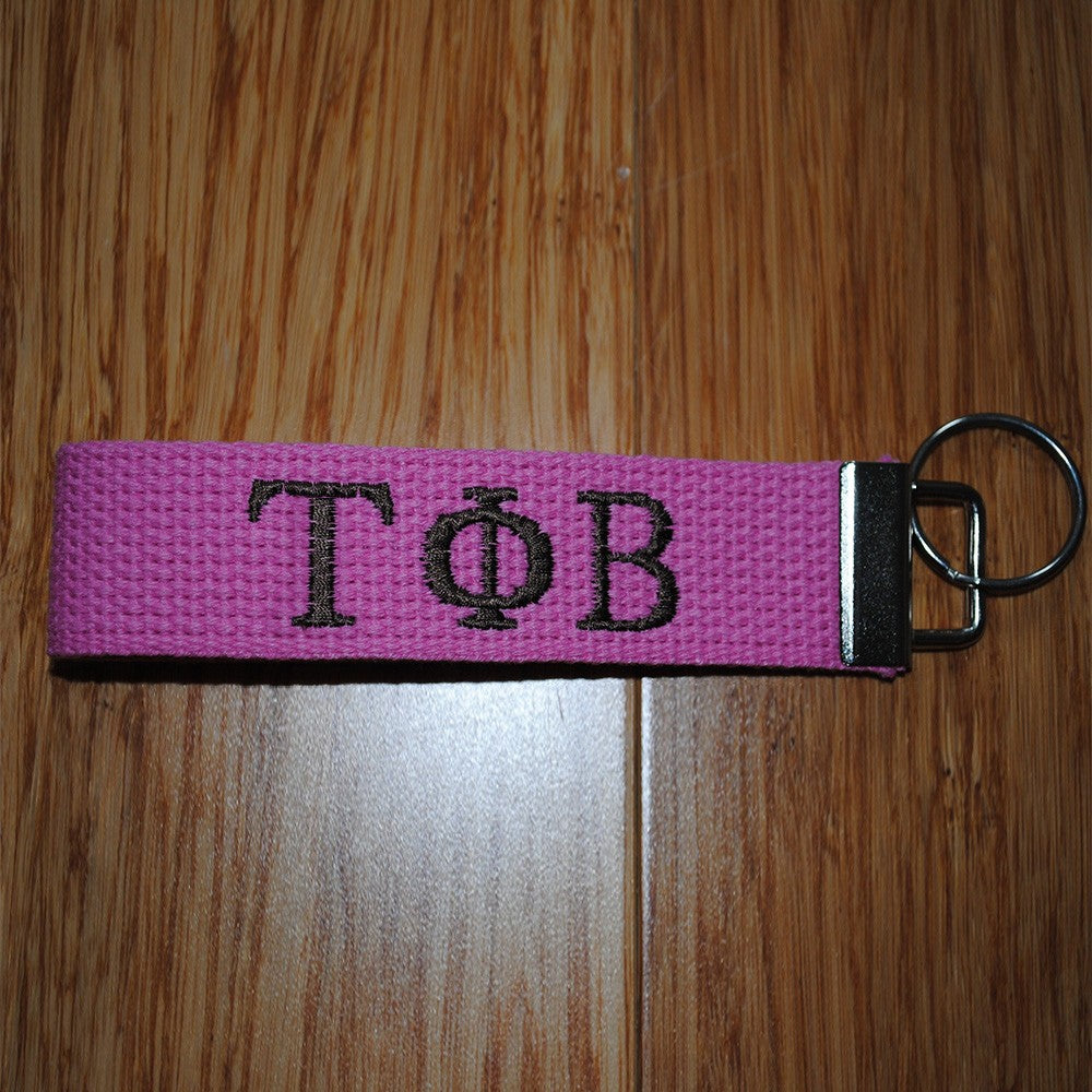 Personalized Embroidery Sorority Keychain, Multicolor Canvas Greek Letter Key Chain, Greek Life, Official Licensed Product, Gift for Her
