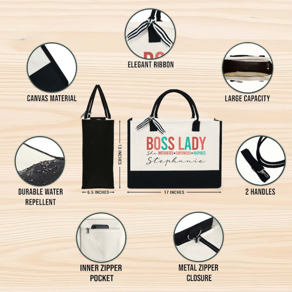 Boss Lady Tote Bag, Boss Lady Gift, Boss Gift for Women, Coworker Gift, Girl Boss Manager Gift, Gift for My Boss, Gift for Female Manager