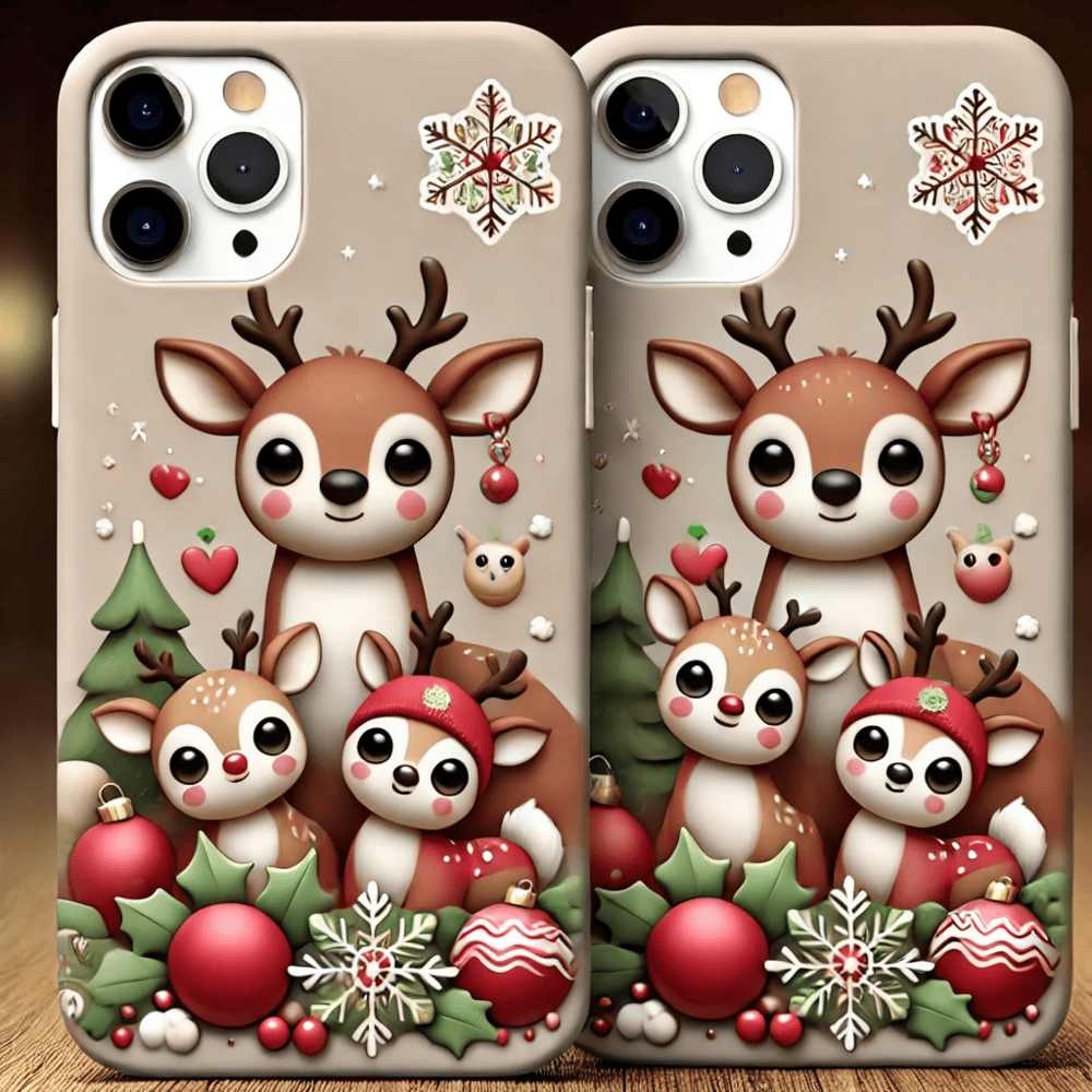 Christmas Reindeer Phone Case,Multiple Reindeer Winter Design for iPhone, Samsung Galaxy, Google Pixel, Xiaomi