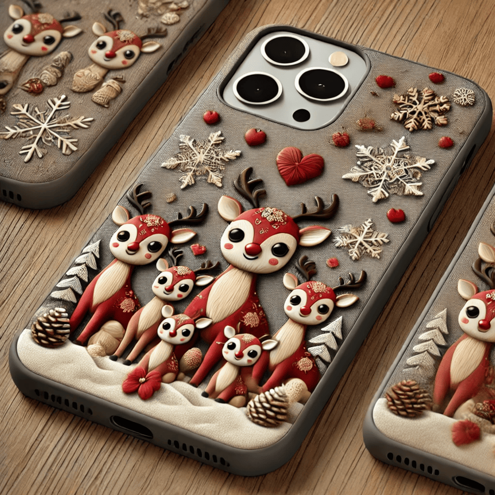 Christmas Reindeer Phone Case,Multiple Reindeer Winter Design for iPhone, Samsung Galaxy, Google Pixel, Xiaomi