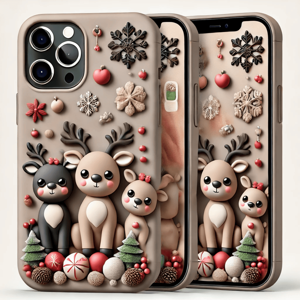 Christmas Reindeer Phone Case,Multiple Reindeer Winter Design for iPhone, Samsung Galaxy, Google Pixel, Xiaomi
