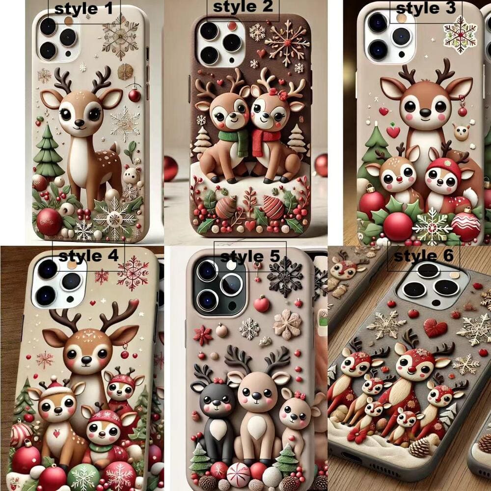 Christmas Reindeer Phone Case,Multiple Reindeer Winter Design for iPhone, Samsung Galaxy, Google Pixel, Xiaomi