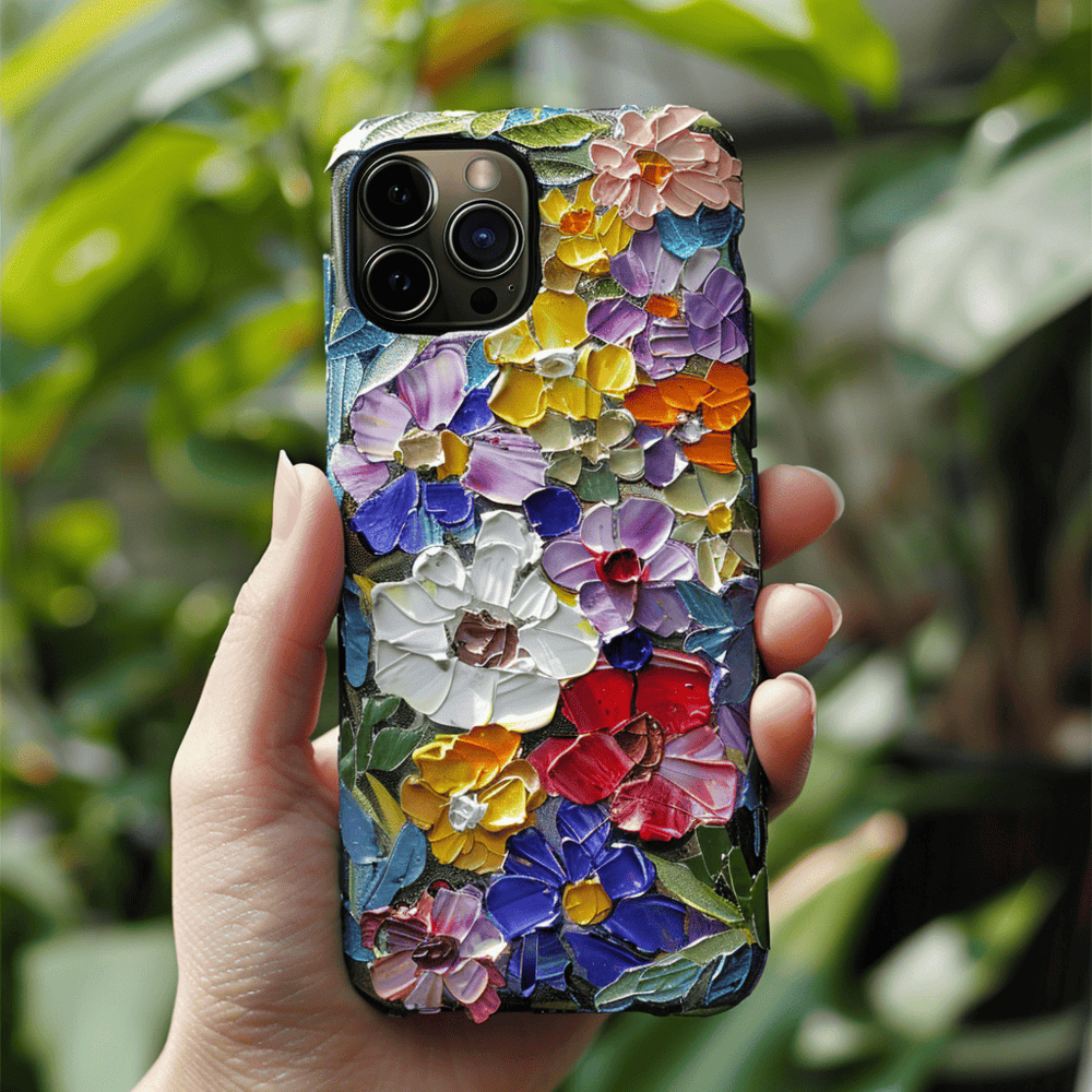 Flower Oil Mosaic Style Cell Phone Case,Multiple Designs for iPhone, Samsung Galaxy