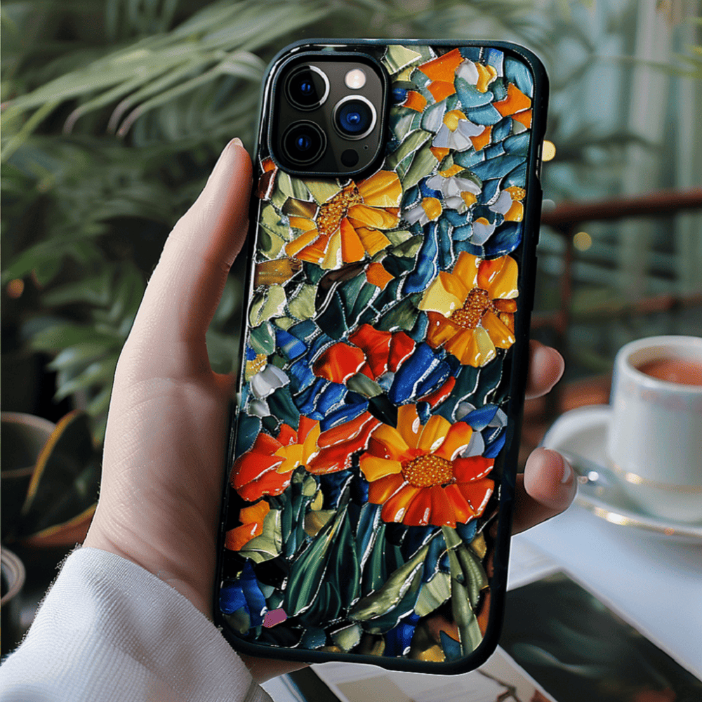 Flower Oil Mosaic Style Cell Phone Case,Multiple Designs for iPhone, Samsung Galaxy