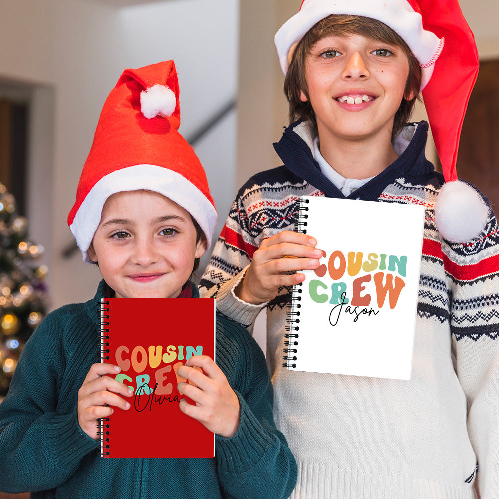 Customizable COUSIN CREW Spiral Notebook, Personalize Your Name with Multiple Color Options