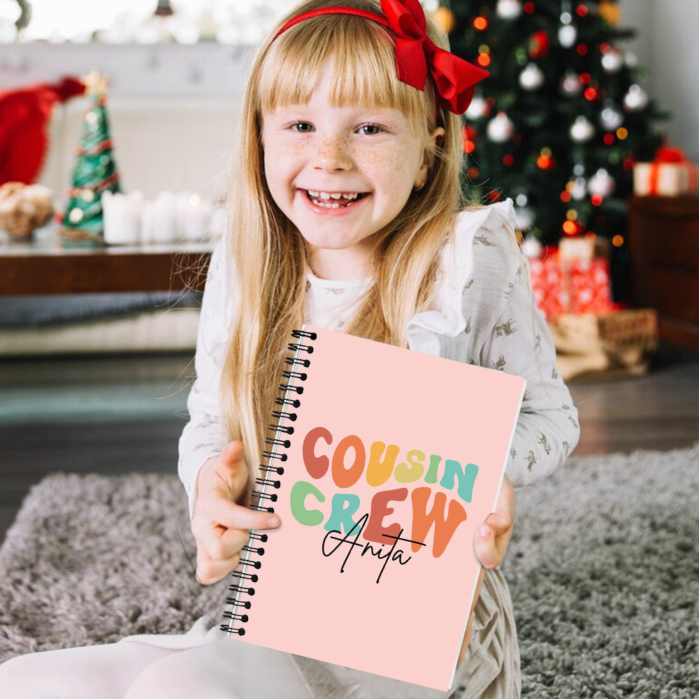 Customizable COUSIN CREW Spiral Notebook, Personalize Your Name with Multiple Color Options