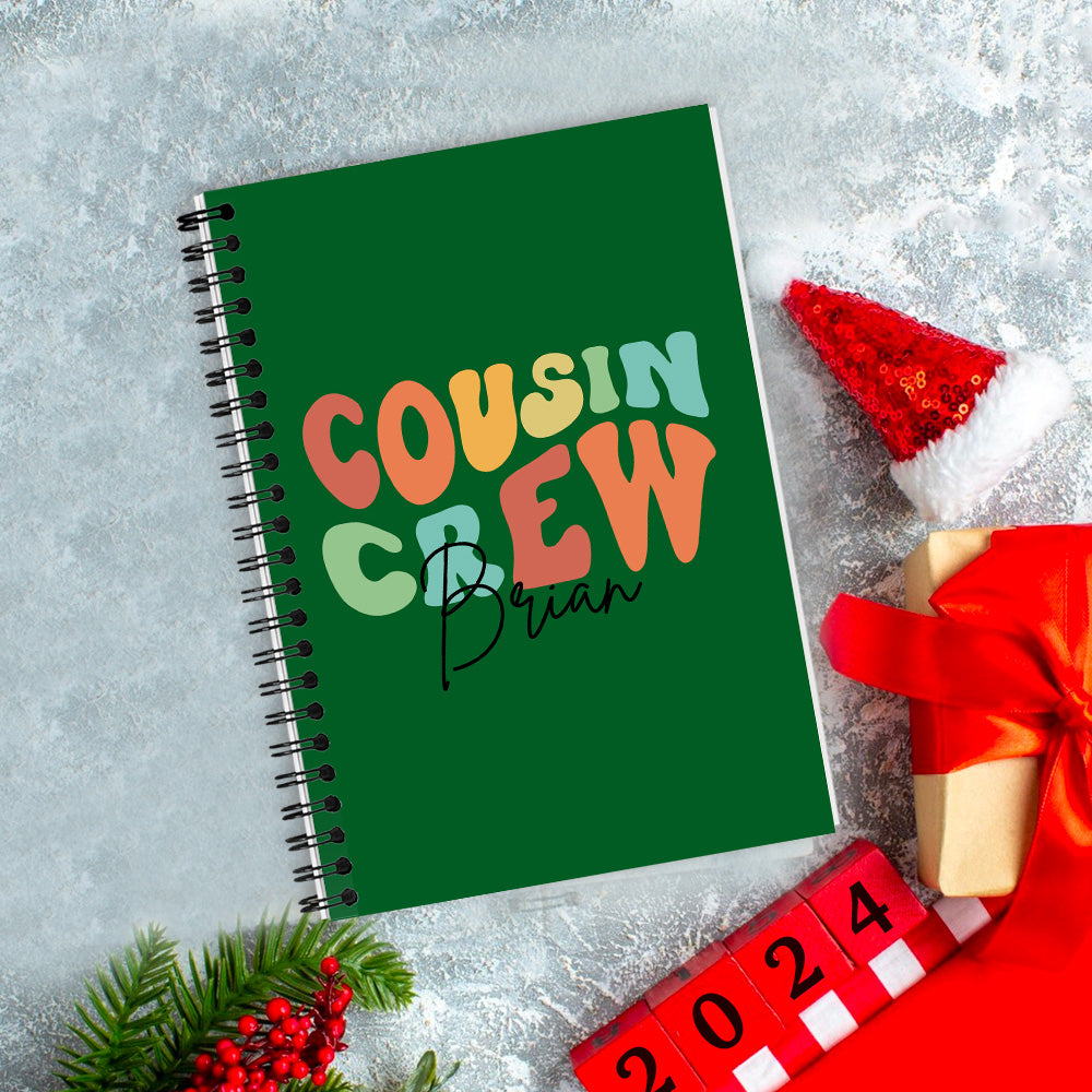 Customizable COUSIN CREW Spiral Notebook, Personalize Your Name with Multiple Color Options