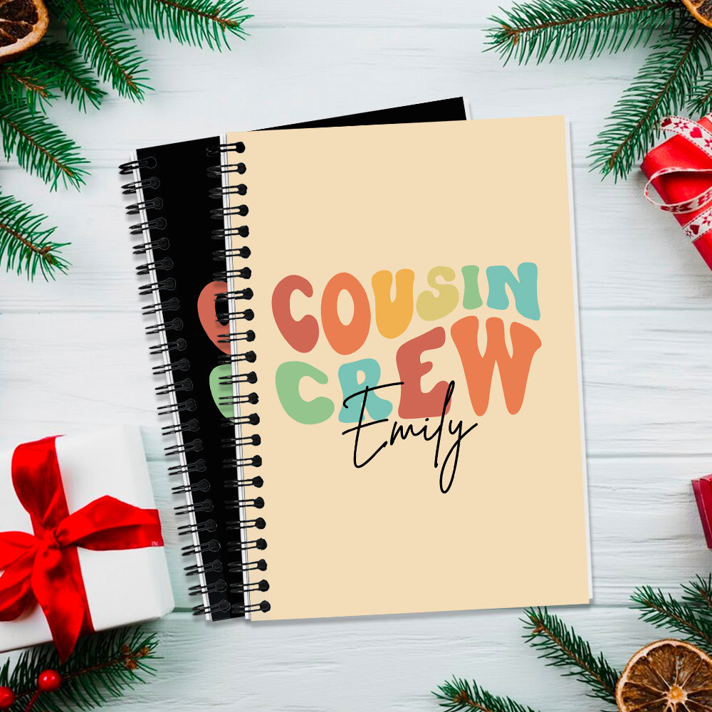 Customizable COUSIN CREW Spiral Notebook, Personalize Your Name with Multiple Color Options