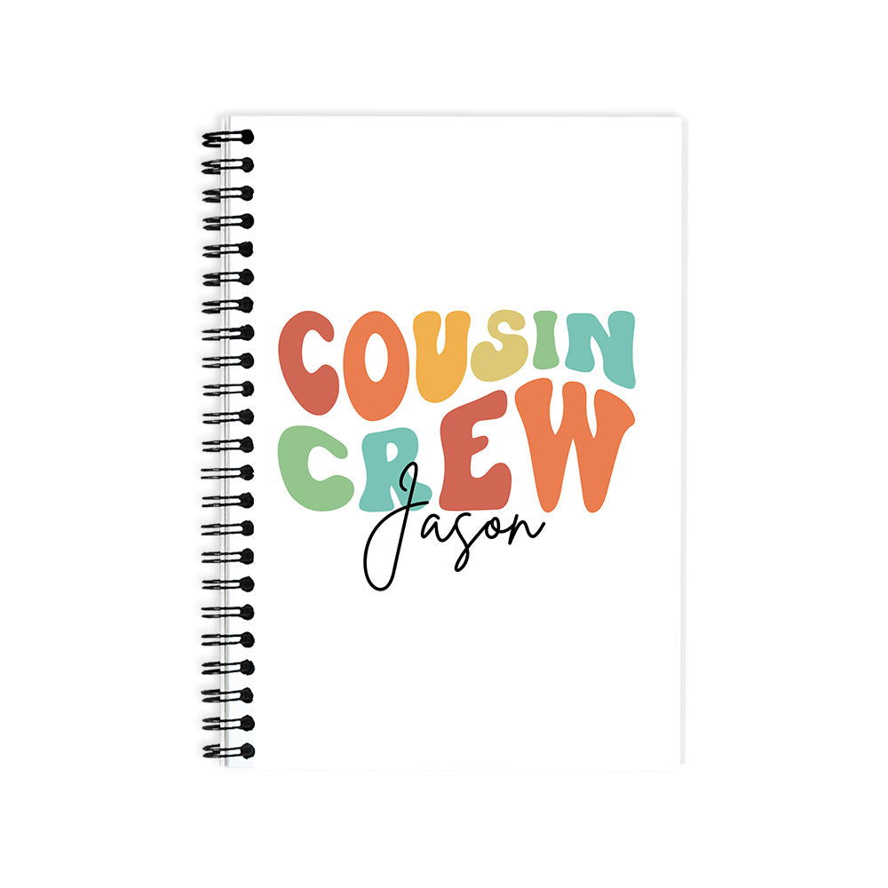 Customizable COUSIN CREW Spiral Notebook, Personalize Your Name with Multiple Color Options