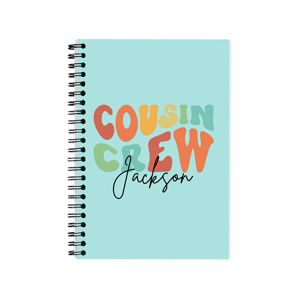 Customizable COUSIN CREW Spiral Notebook, Personalize Your Name with Multiple Color Options