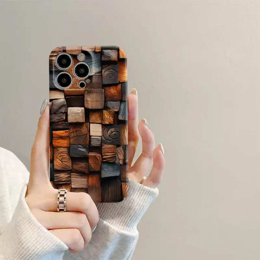 Retro Wooden Block Pattern Phone Case,Stylish Vintage Design For iPhone, Samsung Galaxy, Google Pixel, Xiaomi