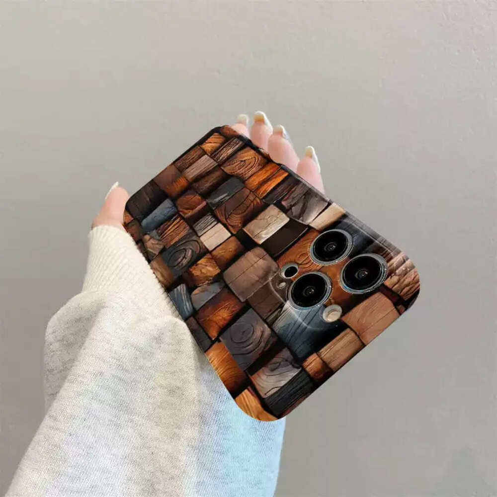 Retro Wooden Block Pattern Phone Case,Stylish Vintage Design For iPhone, Samsung Galaxy, Google Pixel, Xiaomi