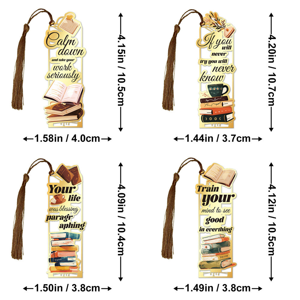 Luxury Metallic Motivational Bookmarks, Vintage Style with Tassel, Inspirational Gift for Book Lovers