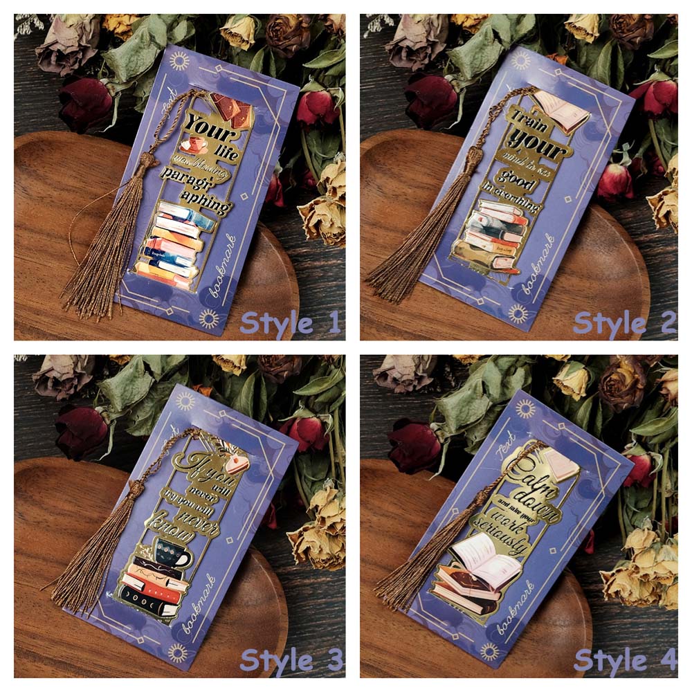 Luxury Metallic Motivational Bookmarks, Vintage Style with Tassel, Inspirational Gift for Book Lovers