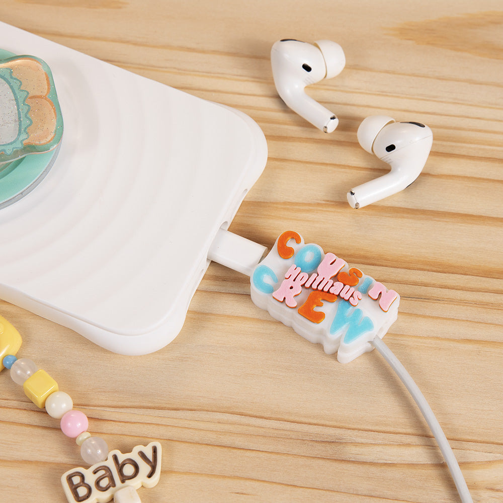 Personalized Family Bond Data Cable, Durable Cousin Crew Data Cable, Custom Data Cord for Family, Cute 3D Letter Cable Protector