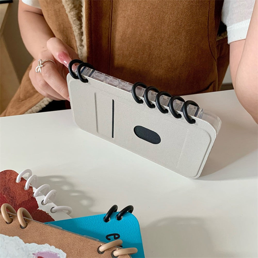 Notebook Style iPhone Case with Cartoon Scarf Wearing Animal Design, Cute and Protective Cover for iPhone