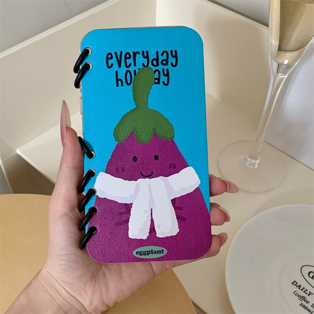 Notebook Style iPhone Case with Cartoon Scarf Wearing Animal Design, Cute and Protective Cover for iPhone