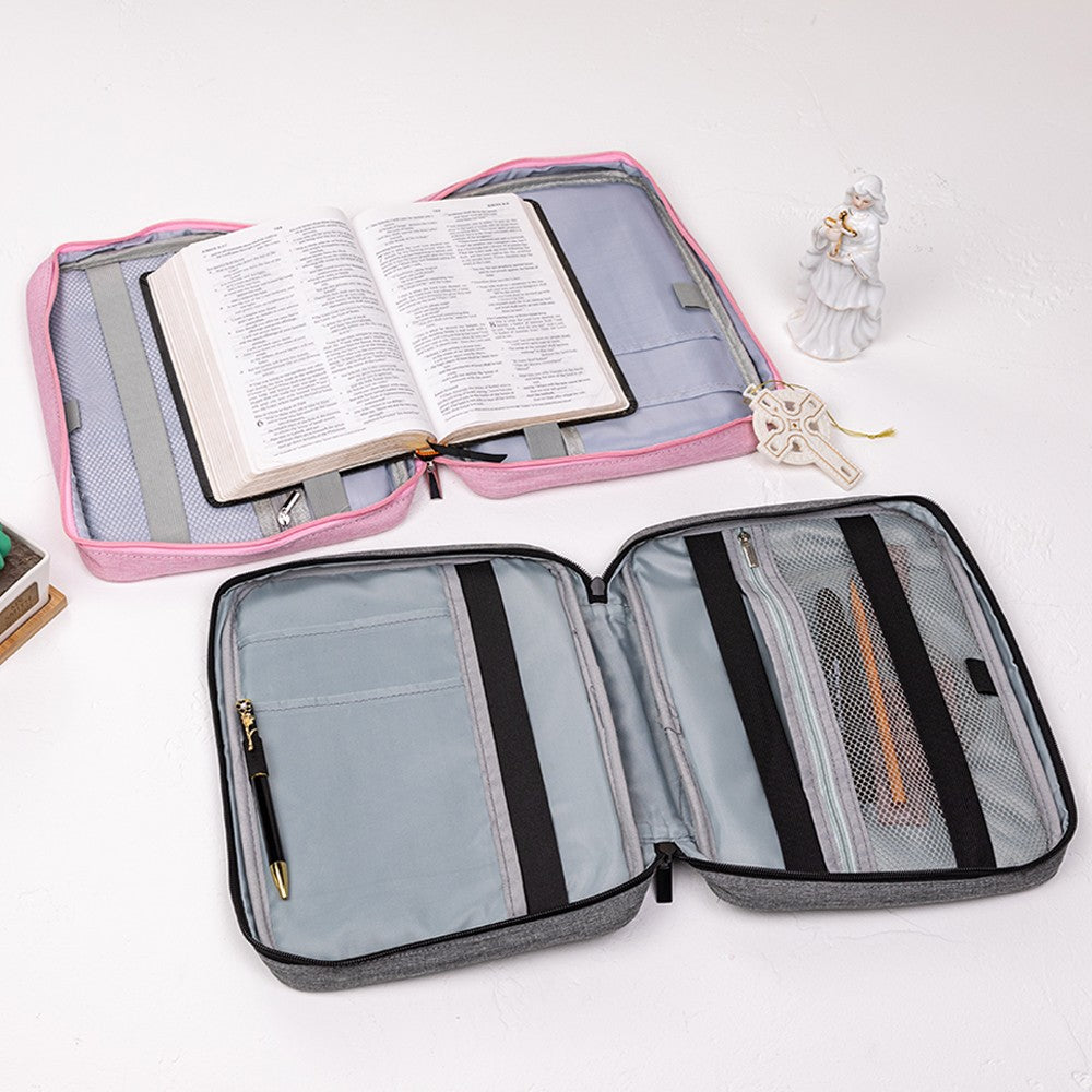 Personalized Birth Flower Cross Bible Cover, Custom Name Bible Protective Cover with Pen Slot & Zipper Bag, Church Bag, Christmas Gift for Christian