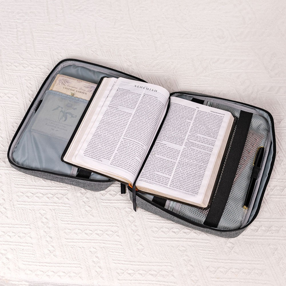 Personalized Birth Flower Cross Bible Cover, Custom Name Bible Protective Cover with Pen Slot & Zipper Bag, Church Bag, Christmas Gift for Christian