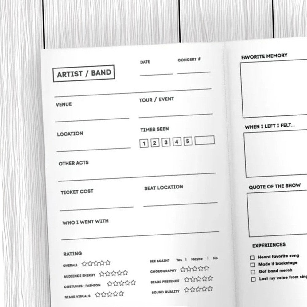 Concert Journal Track Favorite Concerts