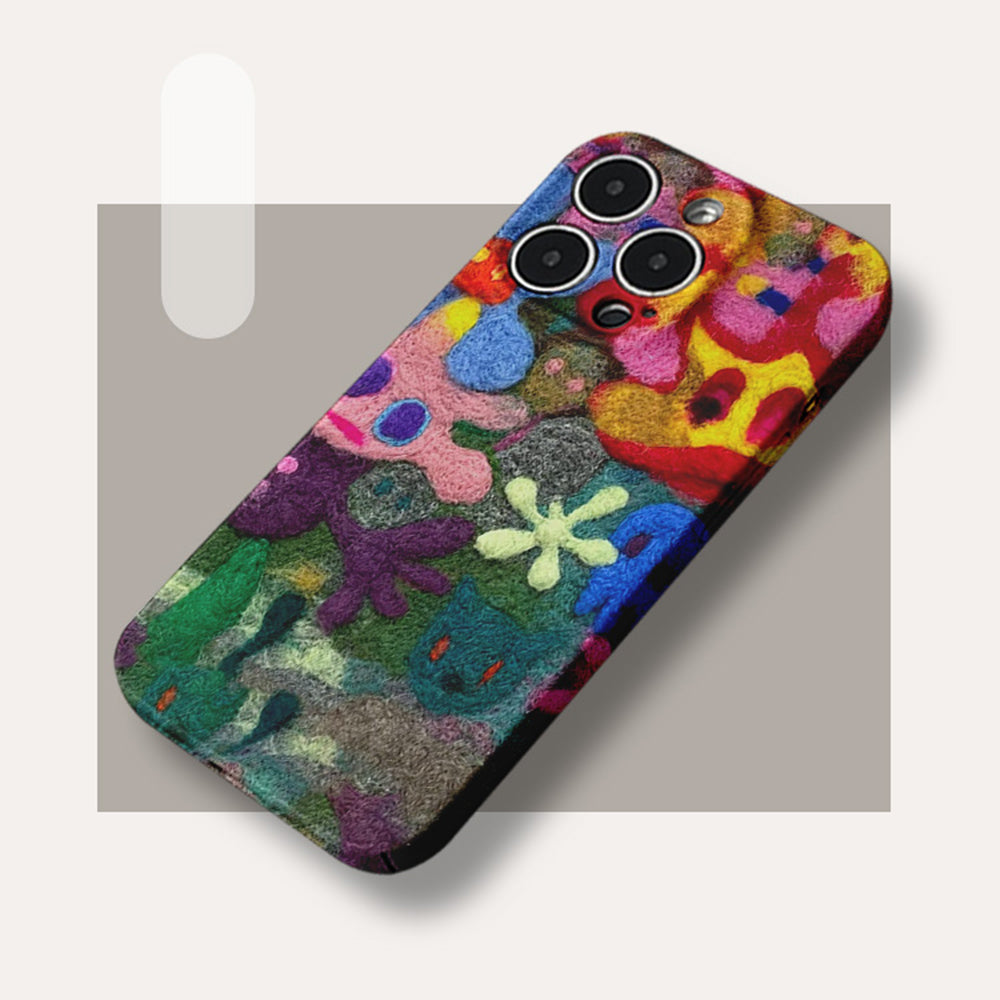 Playful Embroidered Phone Case Collection for Samsung and IPhone, Cute Cat, Birds, and Floral Fun