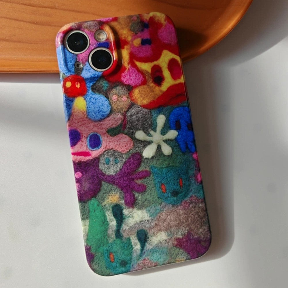 Playful Embroidered Phone Case Collection for Samsung and IPhone, Cute Cat, Birds, and Floral Fun