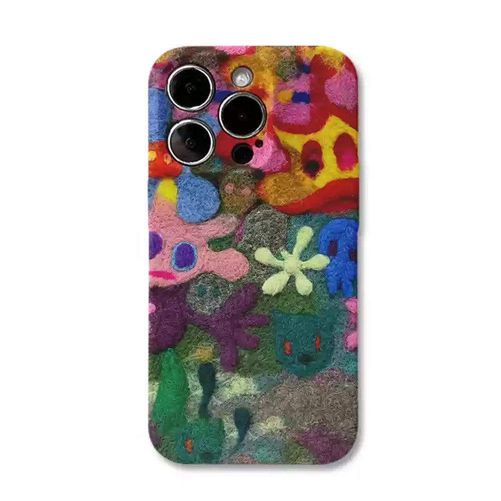 Playful Embroidered Phone Case Collection for Samsung and IPhone, Cute Cat, Birds, and Floral Fun