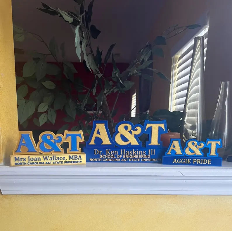 Inspired Black and Gold Customizable Desk Name Plate, Multicolor Greek Letter Desk Name Plate, Sorority/Fraternity Keepsake, Gift for Sisters/Friends