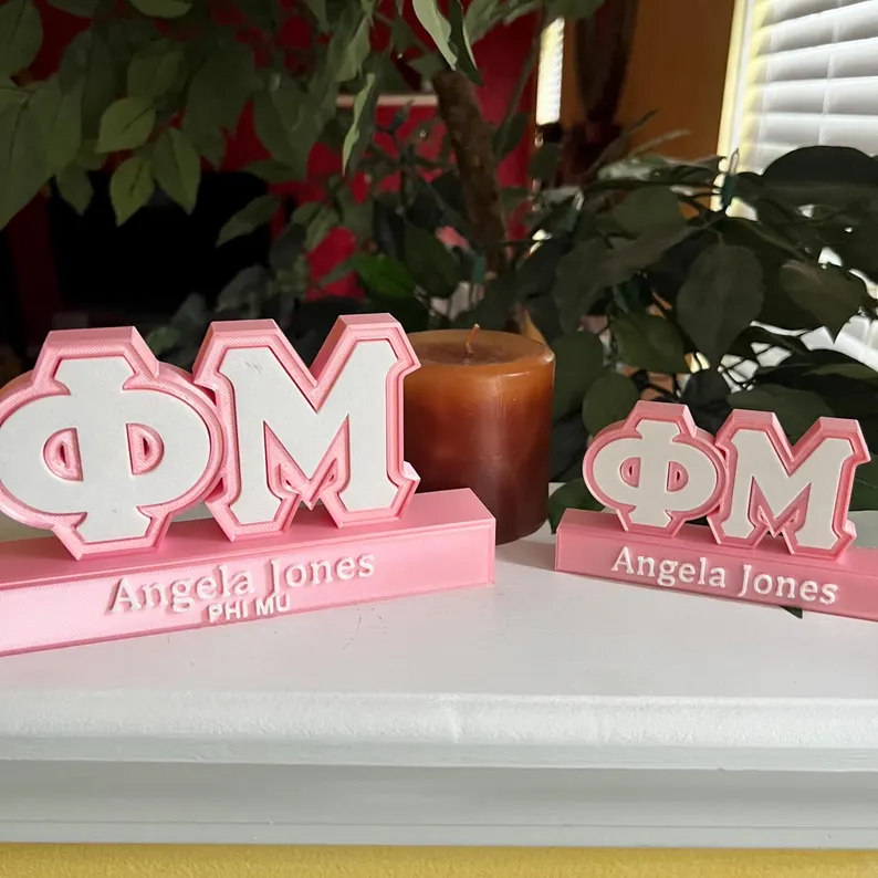 Inspired Black and Gold Customizable Desk Name Plate, Multicolor Greek Letter Desk Name Plate, Sorority/Fraternity Keepsake, Gift for Sisters/Friends