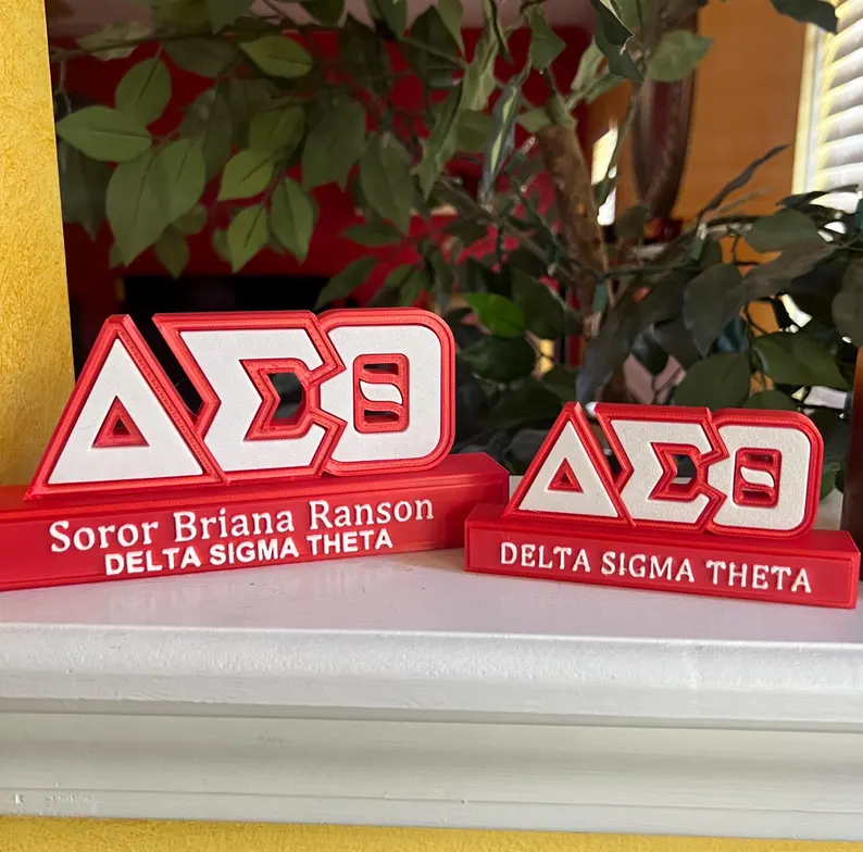 Inspired Black and Gold Customizable Desk Name Plate, Multicolor Greek Letter Desk Name Plate, Sorority/Fraternity Keepsake, Gift for Sisters/Friends