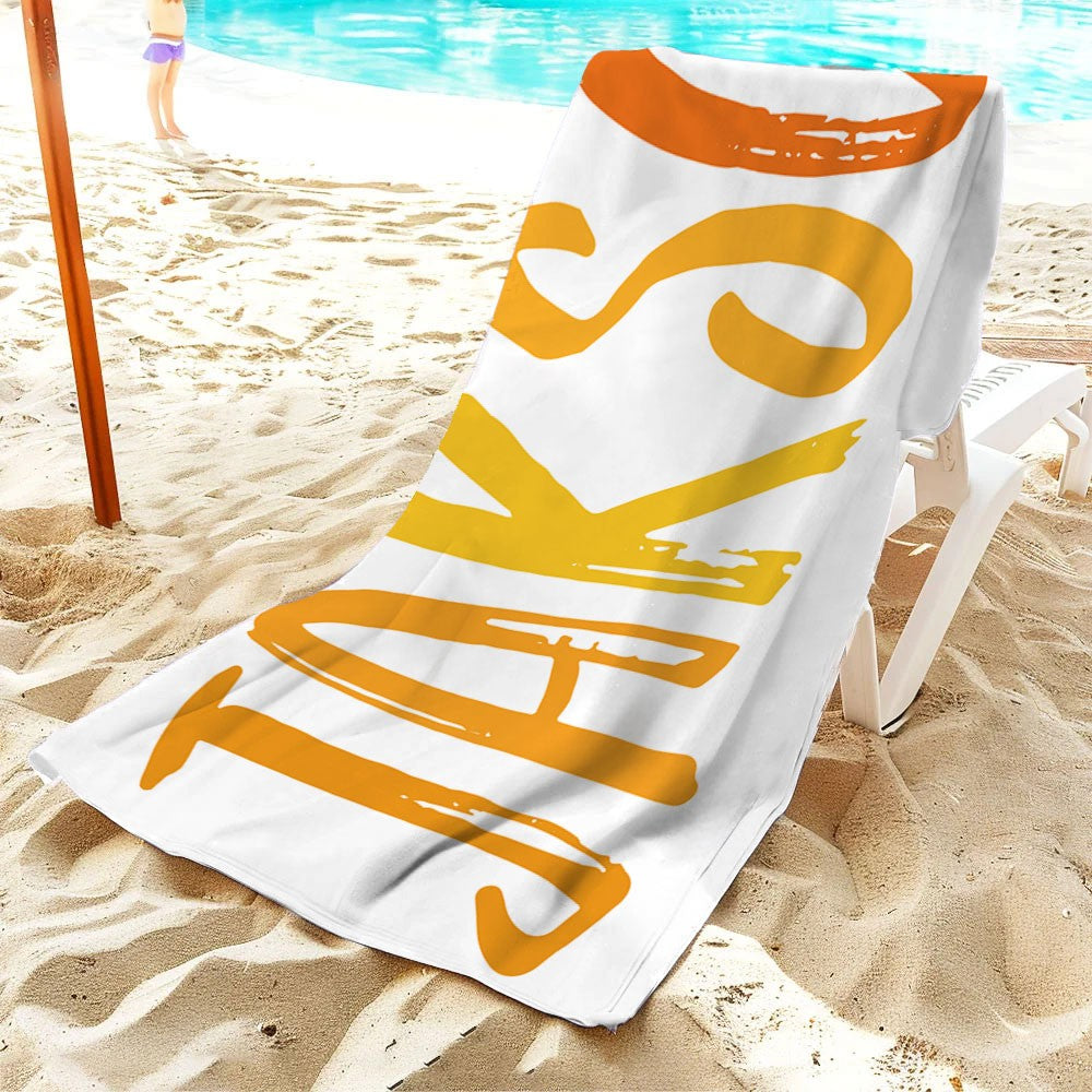 Custom Name Multicolor Beach Towel, Quick Dry Microfiber Bath Towel, Vacation/Beach/Pool Party Favor, Travel Essential, Gift for Kids/Family/Friends