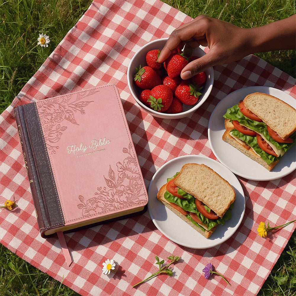 KJV Holy Bible, Note-taking Bible, Faux Leather Hardcover - King James Version, Brown/Pink (KJV Note-taking Editions)