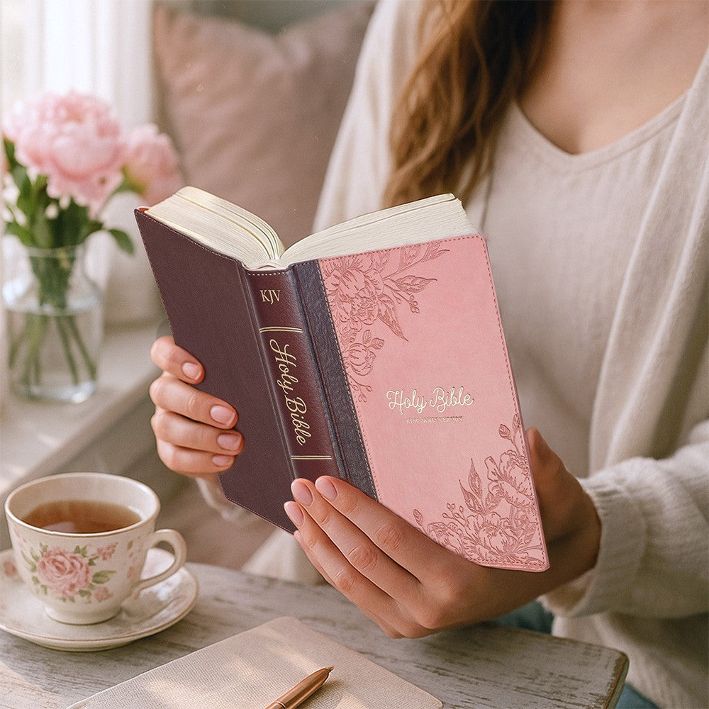 KJV Holy Bible, Note-taking Bible, Faux Leather Hardcover - King James Version, Brown/Pink (KJV Note-taking Editions)
