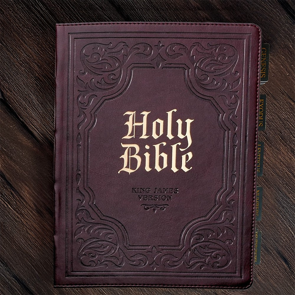 KJV Holy Bible, Giant Print Full-size Faux Leather Red Letter Edition - Thumb Index & Ribbon Marker, King James Version, Dark Brown (KJV Full Size GP Editions)