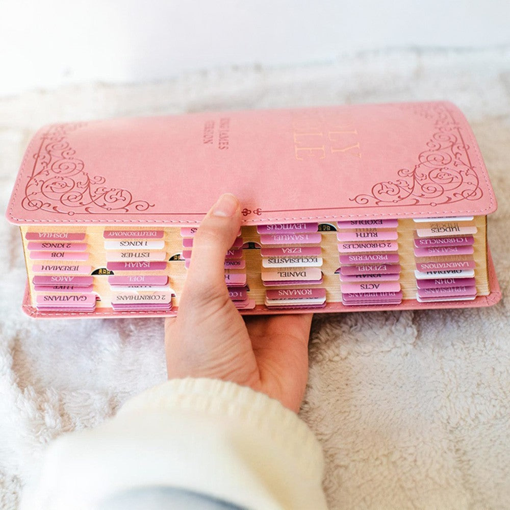 KJV Holy Bible, Giant Print Full-size Faux Leather Red Letter Edition - Thumb Index & Ribbon Marker, King James Version, Pink (KJV Full Size GP Editions)