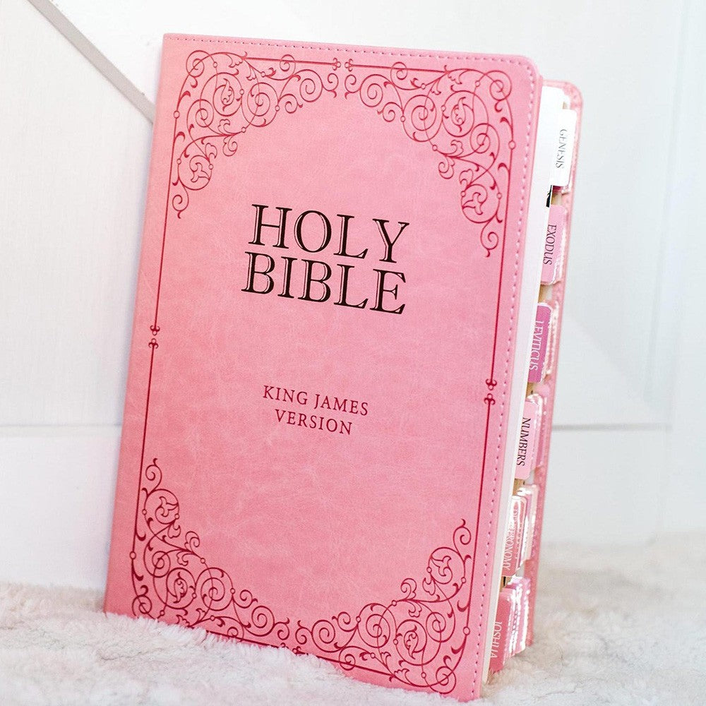 KJV Holy Bible, Giant Print Full-size Faux Leather Red Letter Edition - Thumb Index & Ribbon Marker, King James Version, Pink (KJV Full Size GP Editions)