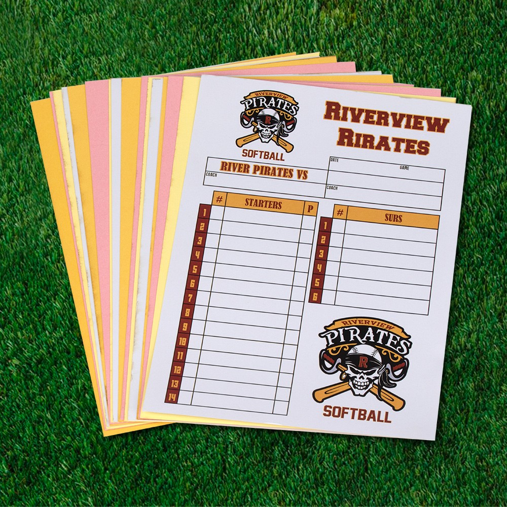 Custom Lineup Cards Baseball or Softball - 4 Part Carbonless