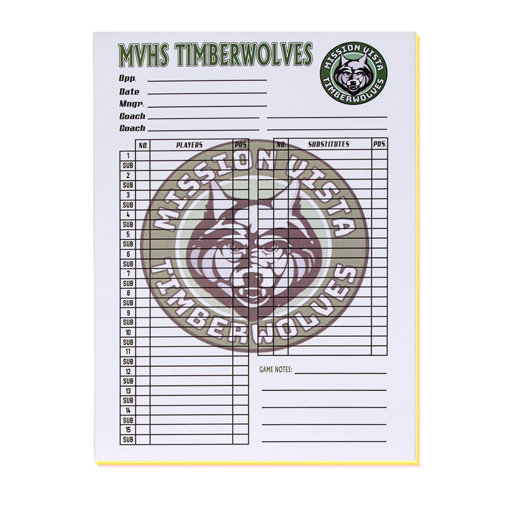 Custom Lineup Cards Baseball or Softball - 4 Part Carbonless