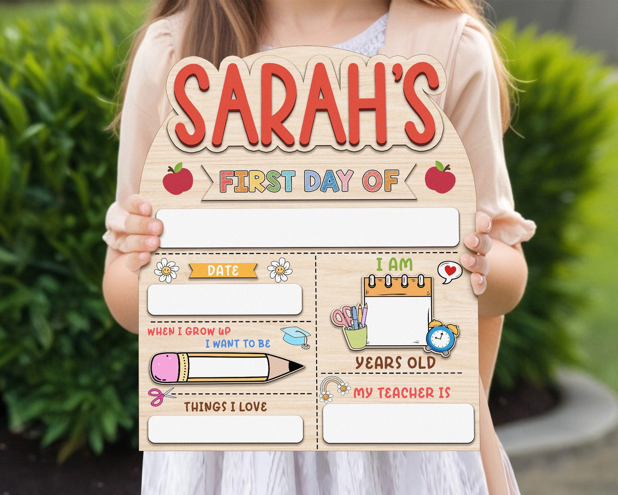 Customized First And Last Day School Sign, Back to School Sign, Kindergarten 1st Day of School Sign, First Day School Wooden School Board