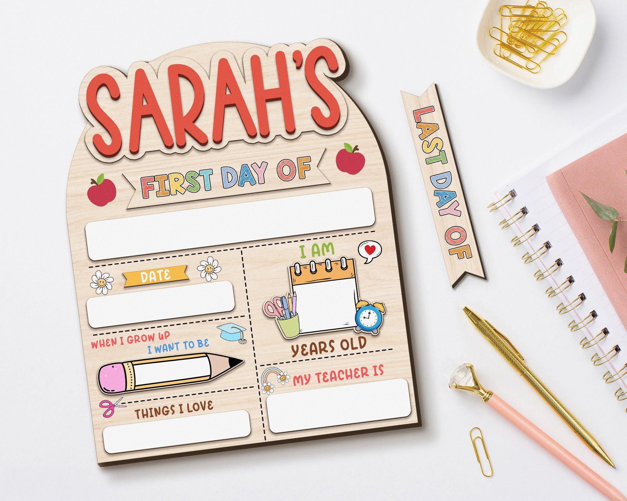 Customized First And Last Day School Sign, Back to School Sign, Kindergarten 1st Day of School Sign, First Day School Wooden School Board