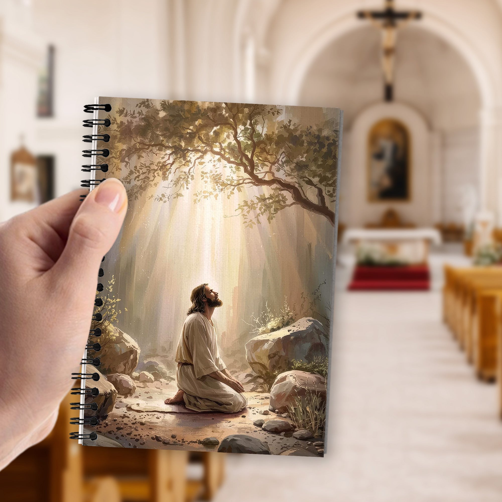 Jesus Praying in Gethsemane Notebook, Christian Devotional Journal for Bible Study & Daily Prayers, Spiritual Gift, Faith-Based Gift for Men/Women