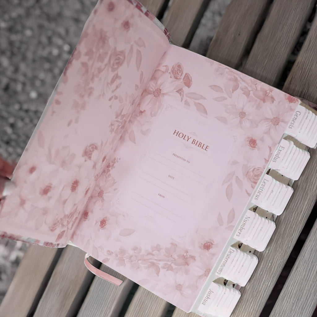 Tabbed Bible with Flowers KJV Bible for Women Christian Gift for Her Custom Bible with Tabs Faux Leather Floral Bible for Women Bible Study