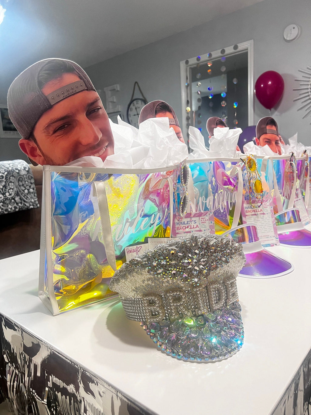 Custom Name Holographic Beach Bag, Waterproof Large Capacity Travel Bag Tote Bag, Bachelorette Party Favors, Christmas/Birthday/Wedding Gift for Her