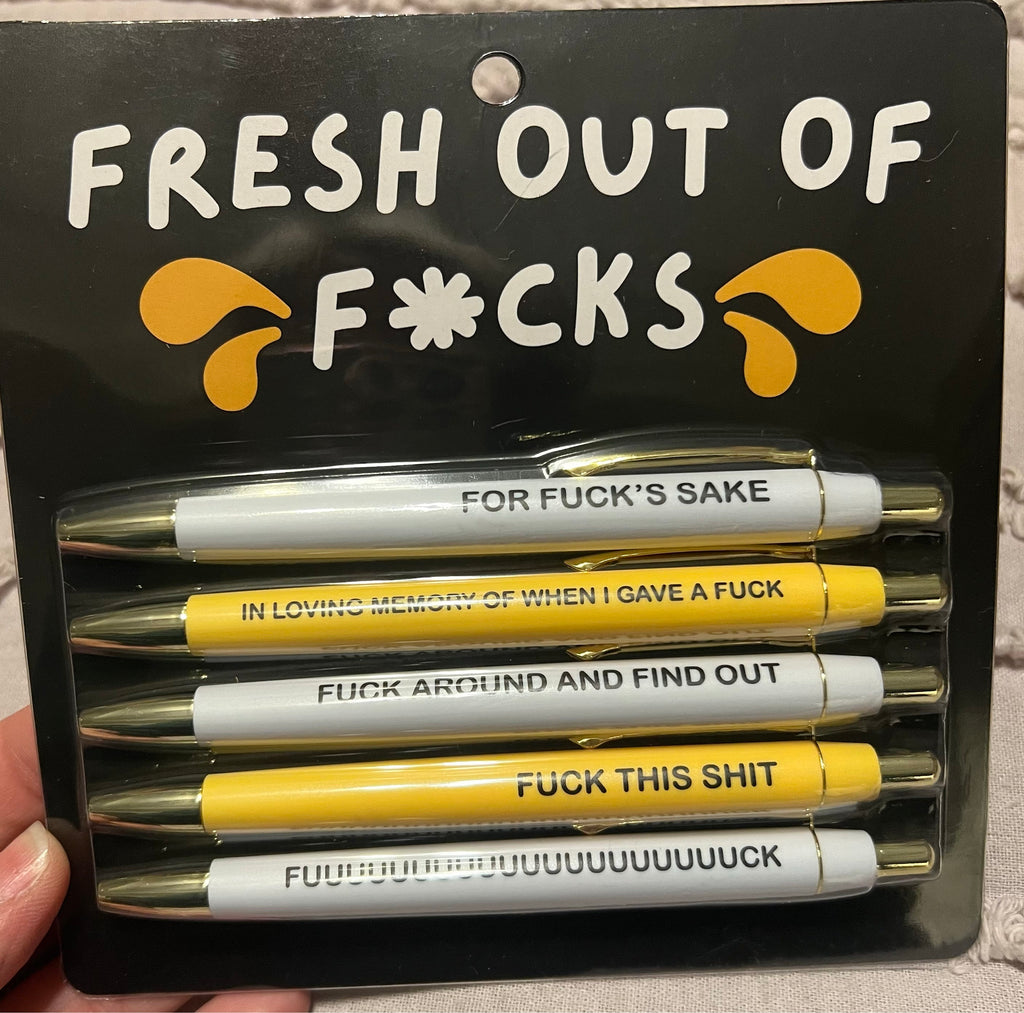 Fresh out of Fucks Pen Set (funny, sweary, office, gift)